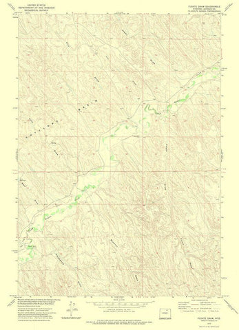 Floate Draw Wyoming Quad - USGS 1972 Black Ornate Wood Framed Art Print with Double Matting by USGS