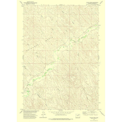 Floate Draw Wyoming Quad - USGS 1972 Gold Ornate Wood Framed Art Print with Double Matting by USGS