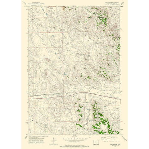 Fortin Draw Wyoming Quad - USGS 1971 Gold Ornate Wood Framed Art Print with Double Matting by USGS