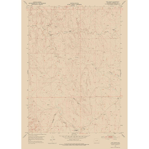 Fats Draw Wyoming Quad - USGS 1953 White Modern Wood Framed Art Print by USGS