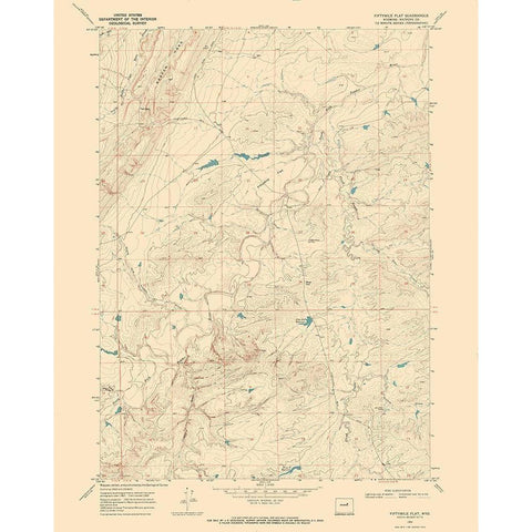 Fiftymile Flat Wyoming Quad - USGS 1968 White Modern Wood Framed Art Print by USGS