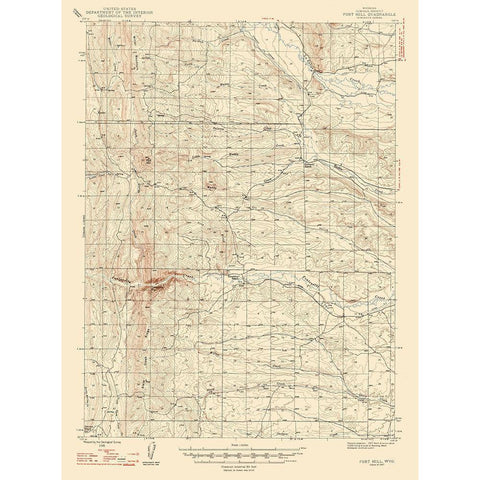 Fort Hill Wyoming Quad - USGS 1947 Gold Ornate Wood Framed Art Print with Double Matting by USGS