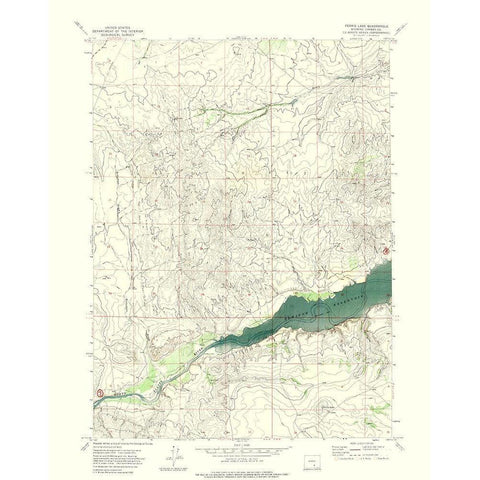 Ferris Lake Wyoming Quad - USGS 1971 Gold Ornate Wood Framed Art Print with Double Matting by USGS