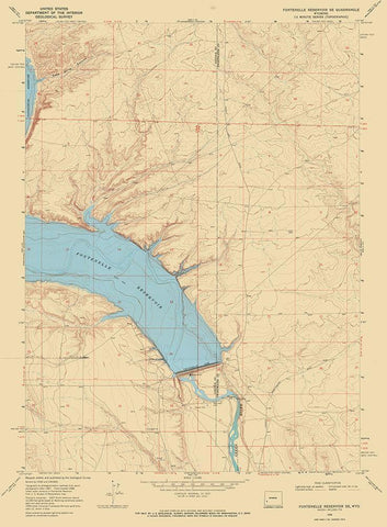 Fontenelle Reservoir Wyoming Quad - USGS 1968 Black Ornate Wood Framed Art Print with Double Matting by USGS