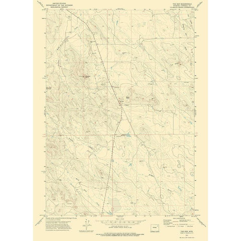 Gap Wyoming Quad - USGS 1971 Gold Ornate Wood Framed Art Print with Double Matting by USGS