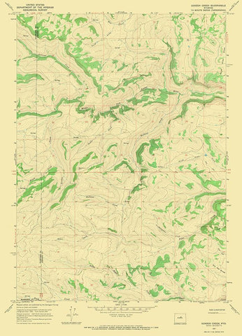 Gordon Creek Wyoming Quad - USGS 1967 Black Ornate Wood Framed Art Print with Double Matting by USGS