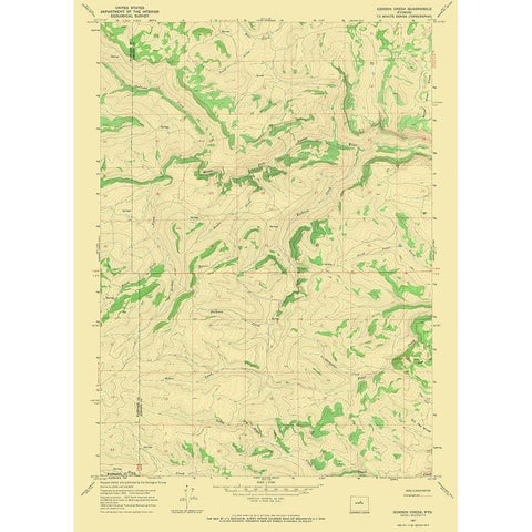 Gordon Creek Wyoming Quad - USGS 1967 Gold Ornate Wood Framed Art Print with Double Matting by USGS