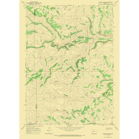 Gordon Creek Wyoming Quad - USGS 1967 Black Modern Wood Framed Art Print by USGS