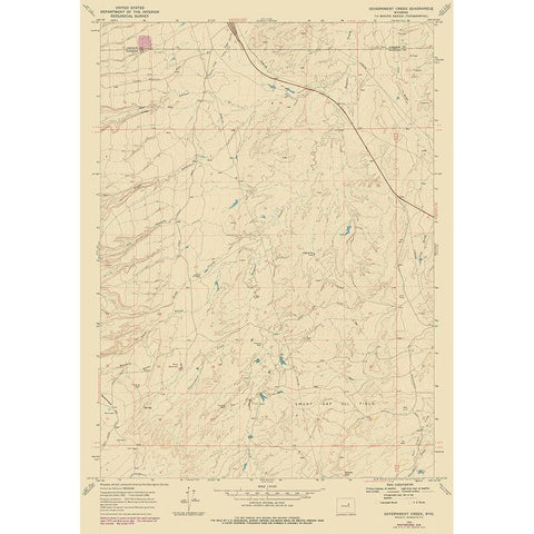 Government Creek Wyoming Quad - USGS 1968 Black Modern Wood Framed Art Print with Double Matting by USGS