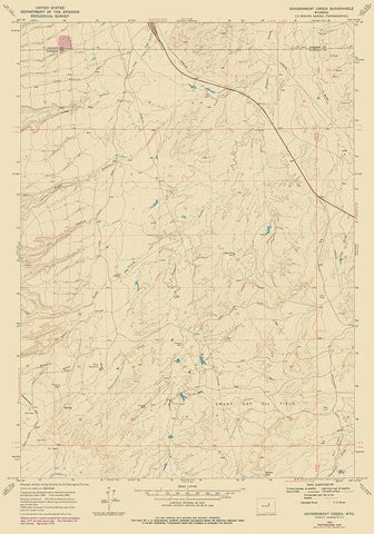 Government Creek Wyoming Quad - USGS 1968 White Modern Wood Framed Art Print with Double Matting by USGS