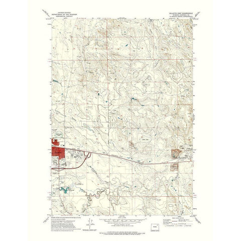 East Gillette Wyoming Quad - USGS 1971 White Modern Wood Framed Art Print by USGS