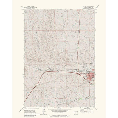 West Gillette Wyoming Quad - USGS 1971 Black Modern Wood Framed Art Print with Double Matting by USGS