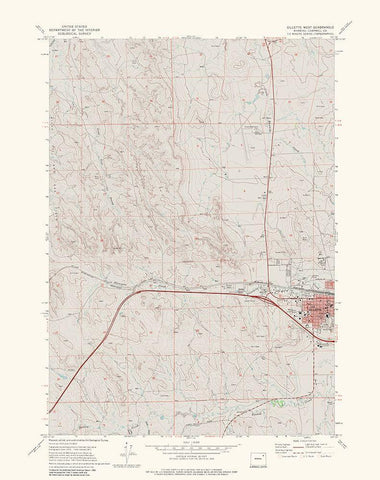 West Gillette Wyoming Quad - USGS 1971 Black Ornate Wood Framed Art Print with Double Matting by USGS