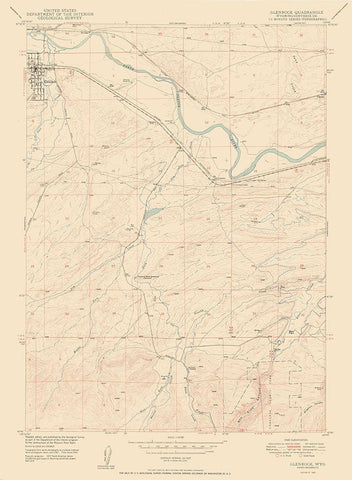 Glenrock Wyoming Quad - USGS 1950 Black Ornate Wood Framed Art Print with Double Matting by USGS