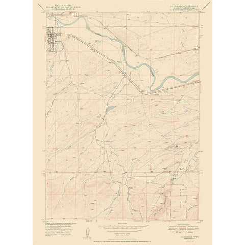 Glenrock Wyoming Quad - USGS 1950 Black Modern Wood Framed Art Print with Double Matting by USGS