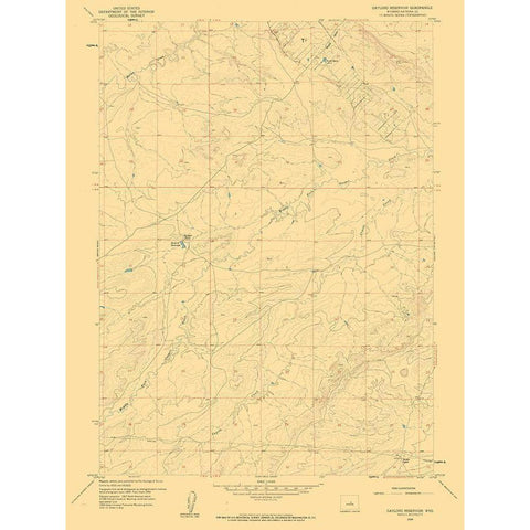 Gaylord Reservoir Wyoming Quad - USGS 1959 Gold Ornate Wood Framed Art Print with Double Matting by USGS