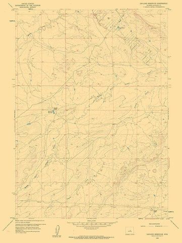 Gaylord Reservoir Wyoming Quad - USGS 1959 White Modern Wood Framed Art Print with Double Matting by USGS