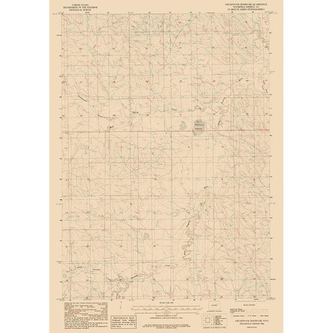 Greasewood Reservoir Wyoming Quad - USGS 1984 Gold Ornate Wood Framed Art Print with Double Matting by USGS