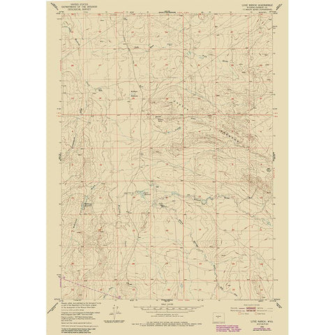 Love Ranch Wyoming Quad - USGS 1952 Gold Ornate Wood Framed Art Print with Double Matting by USGS