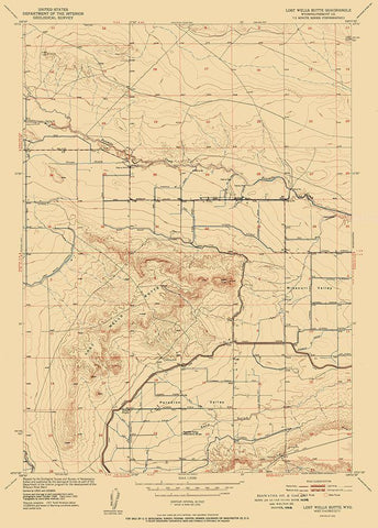 Lost Wells Butte Wyoming Quad - USGS 1952 Black Ornate Wood Framed Art Print with Double Matting by USGS