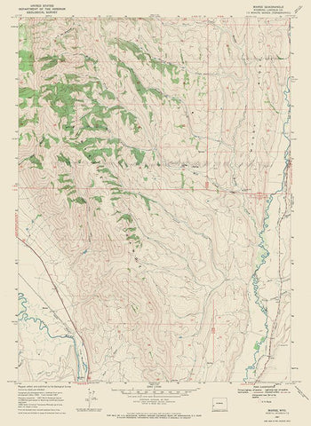 Marse Wyoming Quad - USGS 1967 Black Ornate Wood Framed Art Print with Double Matting by USGS