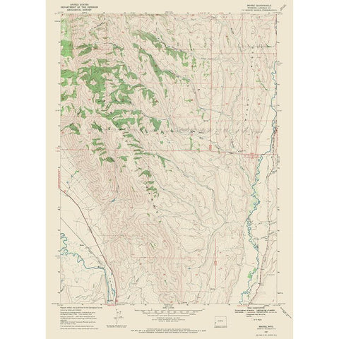 Marse Wyoming Quad - USGS 1967 Gold Ornate Wood Framed Art Print with Double Matting by USGS