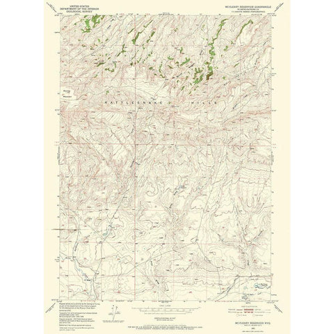 Mc Cleary Reservoir Wyoming Quad - USGS 1951 Black Modern Wood Framed Art Print by USGS