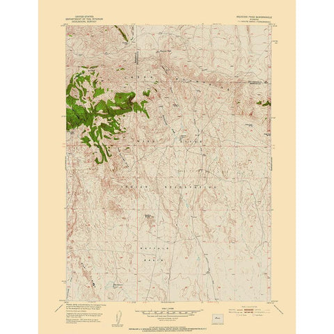 Mexican Pass Wyoming Quad - USGS 1951 White Modern Wood Framed Art Print by USGS