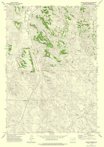 Moyer Springs Wyoming Quad - USGS 1971 White Modern Wood Framed Art Print with Double Matting by USGS