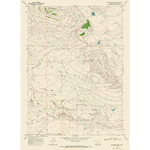 Notches Dome Wyoming Quad - USGS 1968 Gold Ornate Wood Framed Art Print with Double Matting by USGS