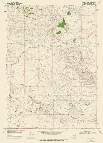 Notches Dome Wyoming Quad - USGS 1968 White Modern Wood Framed Art Print with Double Matting by USGS