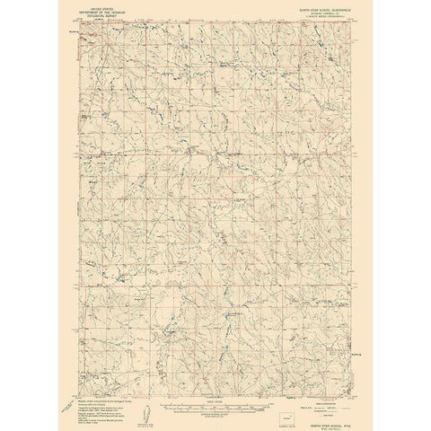 North Star School Wyoming Quad - USGS 1959 Black Modern Wood Framed Art Print with Double Matting by USGS