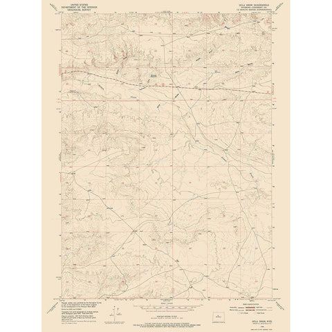 Ocla Draw Wyoming Quad - USGS 1952 Black Modern Wood Framed Art Print by USGS