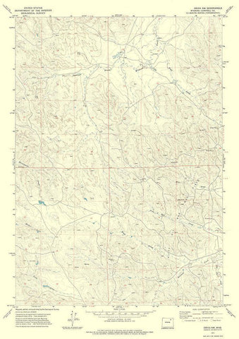 North West Oriva Wyoming Quad - USGS 1971 White Modern Wood Framed Art Print with Double Matting by USGS