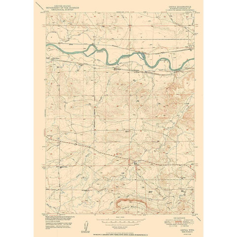 Orpha Wyoming Quad - USGS 1950 Black Modern Wood Framed Art Print with Double Matting by USGS