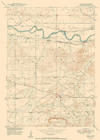 Orpha Wyoming Quad - USGS 1950 White Modern Wood Framed Art Print with Double Matting by USGS