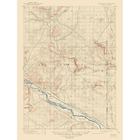 Patrick Wyoming Sheet - USGS 1946 White Modern Wood Framed Art Print by USGS