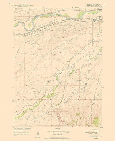 Parkerton Wyoming Quad - USGS 1950 White Modern Wood Framed Art Print with Double Matting by USGS