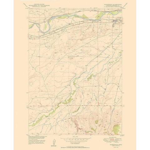 Parkerton Wyoming Quad - USGS 1950 Black Modern Wood Framed Art Print with Double Matting by USGS