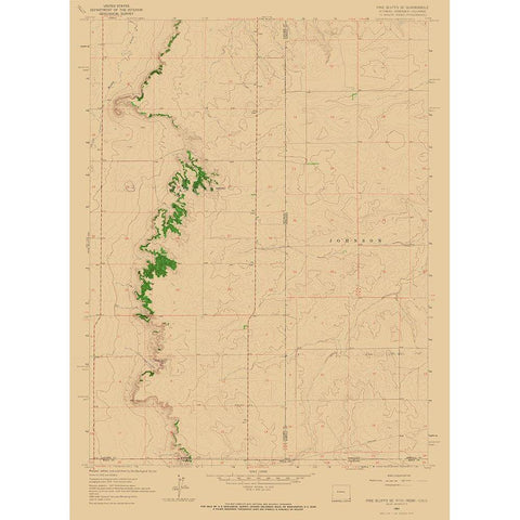 Pine Bluffs Wyoming Quad - USGS 1963 Gold Ornate Wood Framed Art Print with Double Matting by USGS