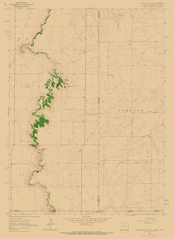 Pine Bluffs Wyoming Quad - USGS 1963 White Modern Wood Framed Art Print with Double Matting by USGS