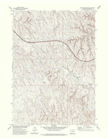 Ploessers Draw Wyoming Quad - USGS 1972 White Modern Wood Framed Art Print with Double Matting by USGS