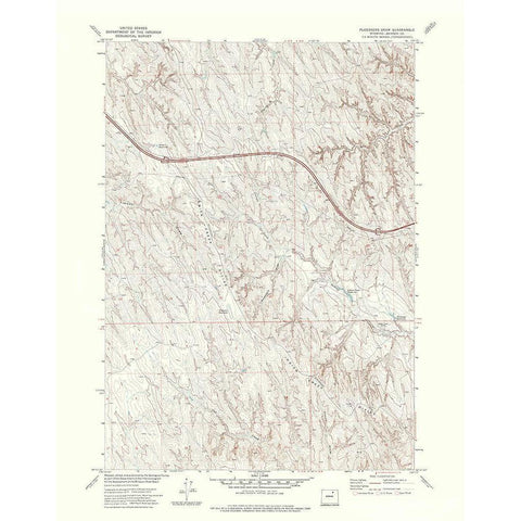 Ploessers Draw Wyoming Quad - USGS 1972 Black Modern Wood Framed Art Print with Double Matting by USGS