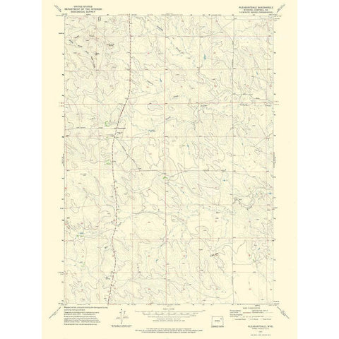 Pleasantdale Wyoming Quad - USGS 1971 Black Modern Wood Framed Art Print with Double Matting by USGS