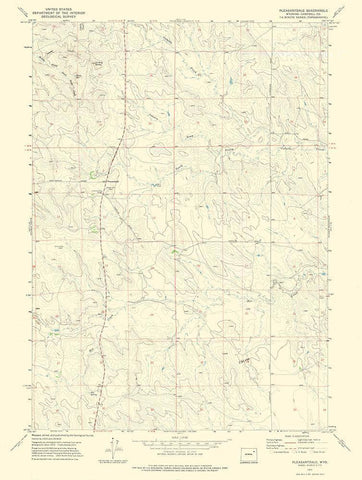 Pleasantdale Wyoming Quad - USGS 1971 White Modern Wood Framed Art Print with Double Matting by USGS