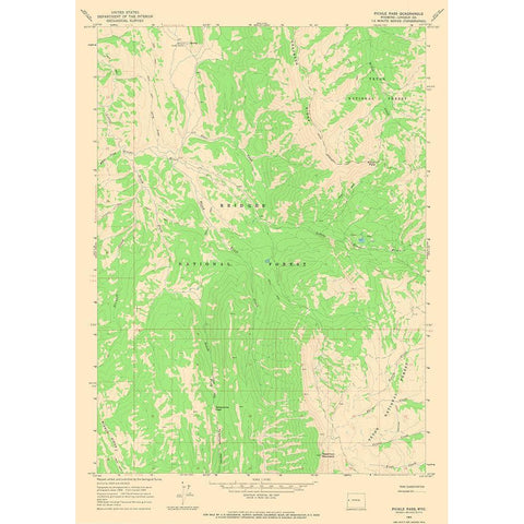 Pickle Pass Wyoming Quad - USGS 1965 Black Modern Wood Framed Art Print with Double Matting by USGS