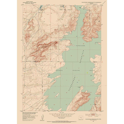 Pathfinder Reservoir Wyoming Quad - USGS 1951 White Modern Wood Framed Art Print by USGS