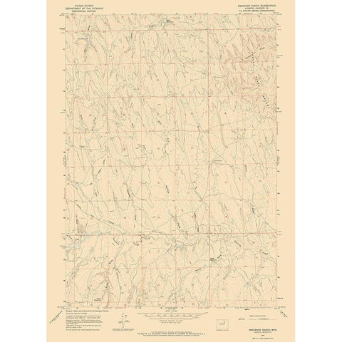 Provence Ranch Wyoming Quad - USGS 1961 Black Modern Wood Framed Art Print with Double Matting by USGS