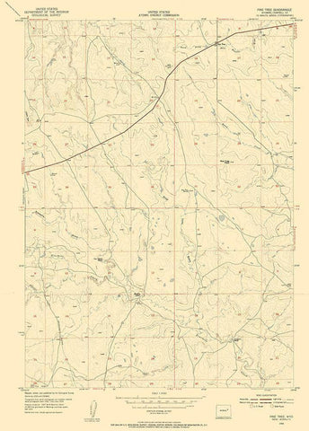 Pine Tree Wyoming Quad - USGS 1954 White Modern Wood Framed Art Print with Double Matting by USGS