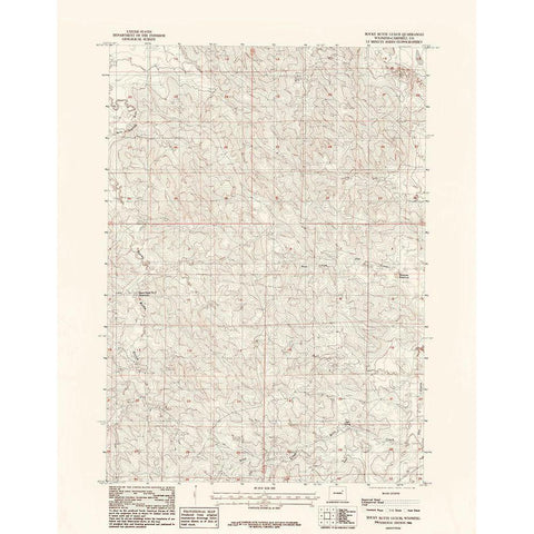 Rocky Butte Gulch Wyoming Quad - USGS 1984 White Modern Wood Framed Art Print by USGS